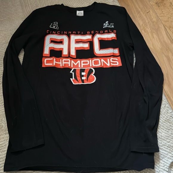 Cincinnati Bengals AFC champions 2022 black long sleeve T shirt from fanatics S - Picture 1 of 5